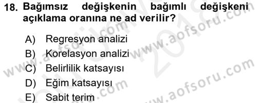 Tıbbi İstatistik Dersi 2017 - 2018 Yılı 3 Ders Sınav Soruları 18. Soru