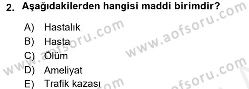 Tıbbi İstatistik Dersi 2017 - 2018 Yılı 3 Ders Sınav Soruları 2. Soru