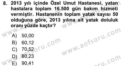Tıbbi İstatistik Dersi 2017 - 2018 Yılı 3 Ders Sınav Soruları 8. Soru