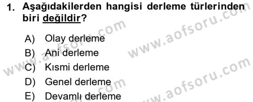 Tıbbi İstatistik Dersi Ara Sınavı Deneme Sınav Soruları 1. Soru