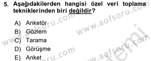 Tıbbi İstatistik Dersi Ara Sınavı Deneme Sınav Soruları 5. Soru