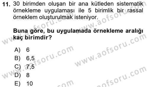 Tıbbi İstatistik Dersi 2017 - 2018 Yılı (Final) Dönem Sonu Sınav Soruları 11. Soru