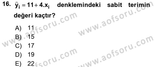 Tıbbi İstatistik Dersi 2017 - 2018 Yılı (Final) Dönem Sonu Sınav Soruları 16. Soru