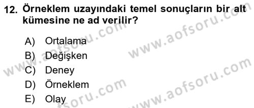 Tıbbi İstatistik Dersi 2018 - 2019 Yılı 3 Ders Sınav Soruları 12. Soru