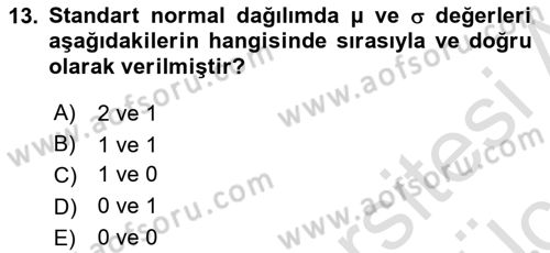 Tıbbi İstatistik Dersi 2018 - 2019 Yılı 3 Ders Sınav Soruları 13. Soru