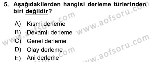 Tıbbi İstatistik Dersi 2018 - 2019 Yılı 3 Ders Sınav Soruları 5. Soru