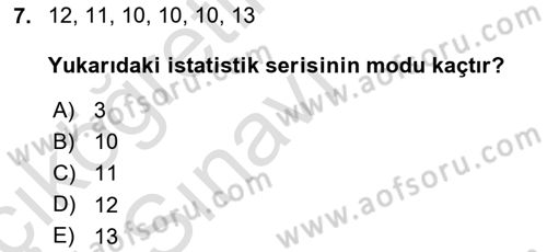 Tıbbi İstatistik Dersi 2018 - 2019 Yılı 3 Ders Sınav Soruları 7. Soru