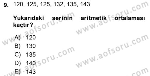 Tıbbi İstatistik Dersi 2018 - 2019 Yılı 3 Ders Sınav Soruları 9. Soru