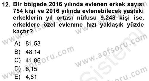 Tıbbi İstatistik Dersi 2018 - 2019 Yılı (Vize) Ara Sınav Soruları 12. Soru