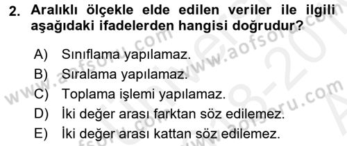 Tıbbi İstatistik Dersi Ara Sınavı Deneme Sınav Soruları 2. Soru