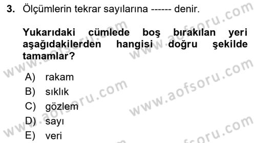 Tıbbi İstatistik Dersi Ara Sınavı Deneme Sınav Soruları 3. Soru