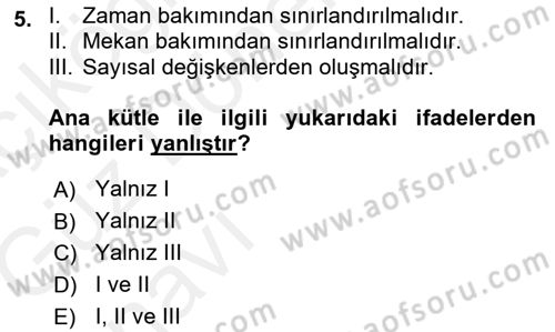 Tıbbi İstatistik Dersi 2018 - 2019 Yılı (Vize) Ara Sınav Soruları 5. Soru