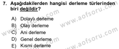 Tıbbi İstatistik Dersi 2018 - 2019 Yılı (Vize) Ara Sınav Soruları 7. Soru