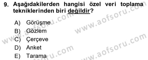 Tıbbi İstatistik Dersi 2018 - 2019 Yılı (Vize) Ara Sınav Soruları 9. Soru