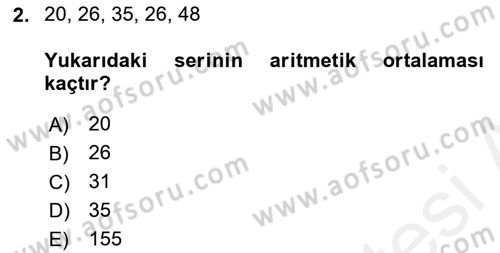 Tıbbi İstatistik Dersi 2018 - 2019 Yılı (Final) Dönem Sonu Sınav Soruları 2. Soru