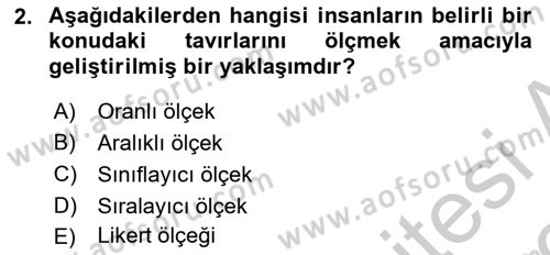 Tıbbi İstatistik Dersi 2018 - 2019 Yılı Yaz Okulu Sınav Soruları 2. Soru