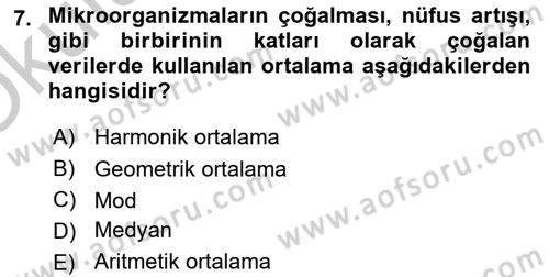 Tıbbi İstatistik Dersi 2018 - 2019 Yılı Yaz Okulu Sınav Soruları 7. Soru