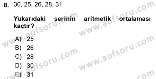Tıbbi İstatistik Dersi 2018 - 2019 Yılı Yaz Okulu Sınav Soruları 8. Soru