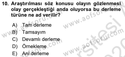 Tıbbi İstatistik Dersi Ara Sınavı Deneme Sınav Soruları 10. Soru