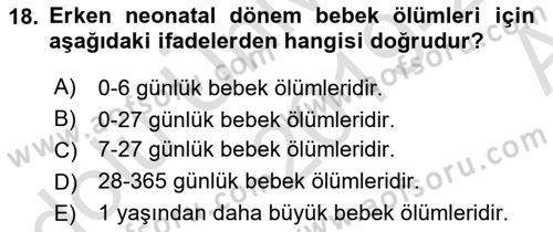 Tıbbi İstatistik Dersi 2019 - 2020 Yılı (Vize) Ara Sınav Soruları 18. Soru