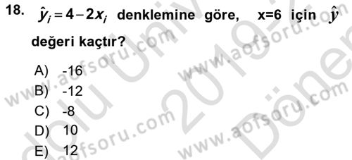 Tıbbi İstatistik Dersi 2019 - 2020 Yılı (Final) Dönem Sonu Sınav Soruları 18. Soru