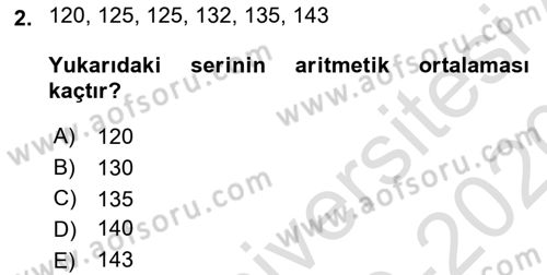 Tıbbi İstatistik Dersi 2019 - 2020 Yılı (Final) Dönem Sonu Sınav Soruları 2. Soru