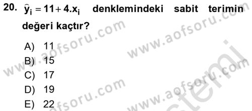 Tıbbi İstatistik Dersi 2019 - 2020 Yılı (Final) Dönem Sonu Sınav Soruları 20. Soru