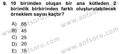 Tıbbi İstatistik Dersi 2019 - 2020 Yılı (Final) Dönem Sonu Sınav Soruları 9. Soru