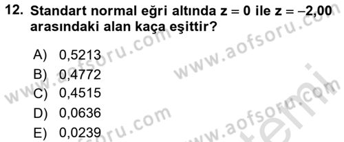Tıbbi İstatistik Dersi 2020 - 2021 Yılı Yaz Okulu Sınav Soruları 12. Soru