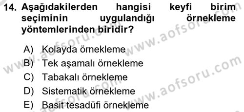 Tıbbi İstatistik Dersi 2020 - 2021 Yılı Yaz Okulu Sınav Soruları 14. Soru