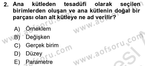 Tıbbi İstatistik Dersi 2020 - 2021 Yılı Yaz Okulu Sınav Soruları 2. Soru