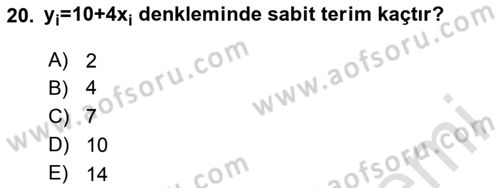Tıbbi İstatistik Dersi 2020 - 2021 Yılı Yaz Okulu Sınav Soruları 20. Soru
