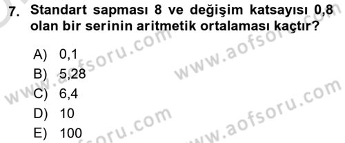 Tıbbi İstatistik Dersi 2020 - 2021 Yılı Yaz Okulu Sınav Soruları 7. Soru
