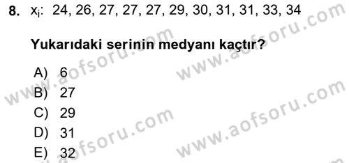Tıbbi İstatistik Dersi 2020 - 2021 Yılı Yaz Okulu Sınav Soruları 8. Soru