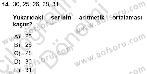 Tıbbi İstatistik Dersi 2021 - 2022 Yılı (Vize) Ara Sınav Soruları 14. Soru