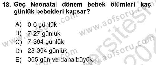 Tıbbi İstatistik Dersi 2021 - 2022 Yılı (Vize) Ara Sınav Soruları 18. Soru