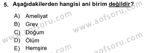 Tıbbi İstatistik Dersi Ara Sınavı Deneme Sınav Soruları 5. Soru