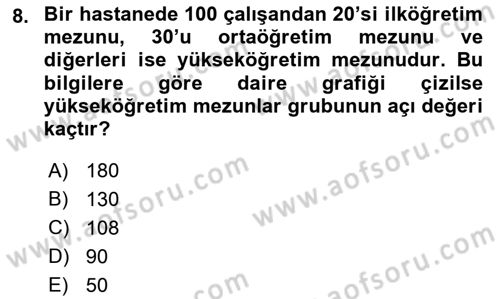 Tıbbi İstatistik Dersi Ara Sınavı Deneme Sınav Soruları 8. Soru