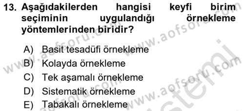 Tıbbi İstatistik Dersi 2021 - 2022 Yılı (Final) Dönem Sonu Sınav Soruları 13. Soru