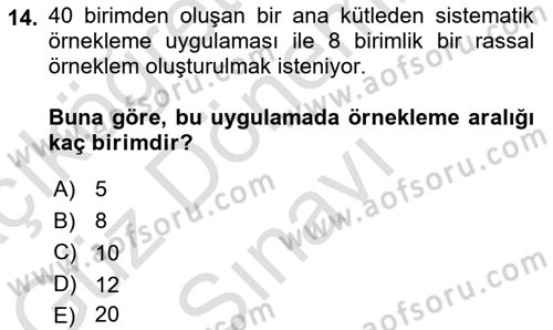 Tıbbi İstatistik Dersi 2021 - 2022 Yılı (Final) Dönem Sonu Sınav Soruları 14. Soru