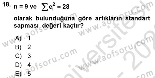 Tıbbi İstatistik Dersi 2021 - 2022 Yılı (Final) Dönem Sonu Sınav Soruları 18. Soru