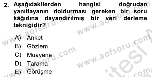 Tıbbi İstatistik Dersi 2021 - 2022 Yılı (Final) Dönem Sonu Sınav Soruları 2. Soru