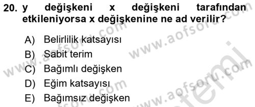 Tıbbi İstatistik Dersi 2021 - 2022 Yılı (Final) Dönem Sonu Sınav Soruları 20. Soru