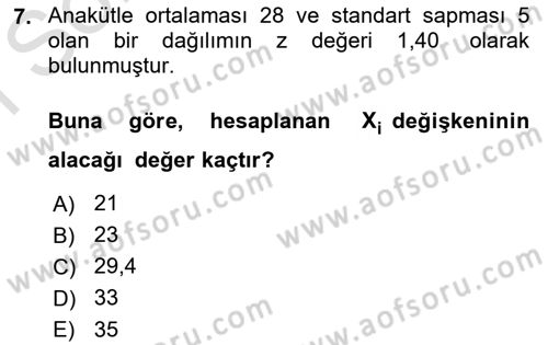 Tıbbi İstatistik Dersi 2021 - 2022 Yılı (Final) Dönem Sonu Sınav Soruları 7. Soru