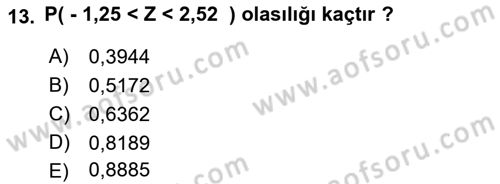 Tıbbi İstatistik Dersi 2021 - 2022 Yılı Yaz Okulu Sınav Soruları 13. Soru