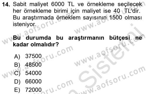 Tıbbi İstatistik Dersi 2021 - 2022 Yılı Yaz Okulu Sınav Soruları 14. Soru
