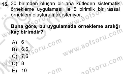 Tıbbi İstatistik Dersi 2021 - 2022 Yılı Yaz Okulu Sınav Soruları 15. Soru