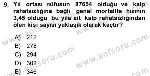 Tıbbi İstatistik Dersi 2021 - 2022 Yılı Yaz Okulu Sınav Soruları 9. Soru
