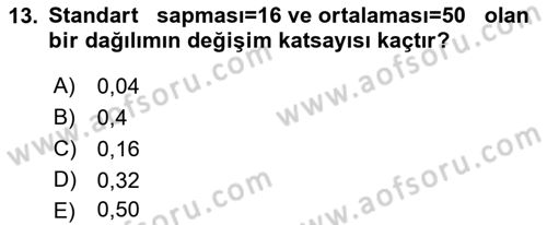 Tıbbi İstatistik Dersi 2022 - 2023 Yılı (Vize) Ara Sınav Soruları 13. Soru