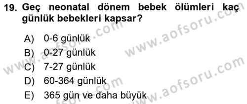 Tıbbi İstatistik Dersi Ara Sınavı Deneme Sınav Soruları 19. Soru